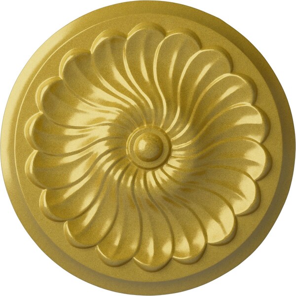 Ekena Millwork Flower Spiral Ceiling Medallion (Fits Canopies up to 2"), Hnd-Painted Rich Gold, 12 1/4"OD x 2 1/4"P CM12FLRGS - main
